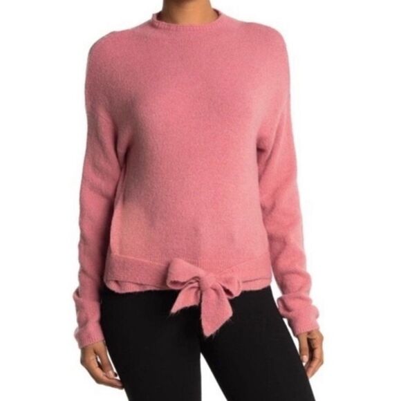 Wayf Nordstrom Mock Neck Tie Front Sweater Pink XS NWT - Picture 1 of 6